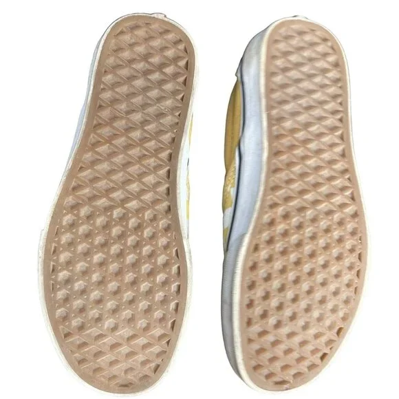 Vans Yellow & White Checkered Slip-On Loafers Size 5.5 Women / 4 Men Canvas Shoe - Picture 8 of 11